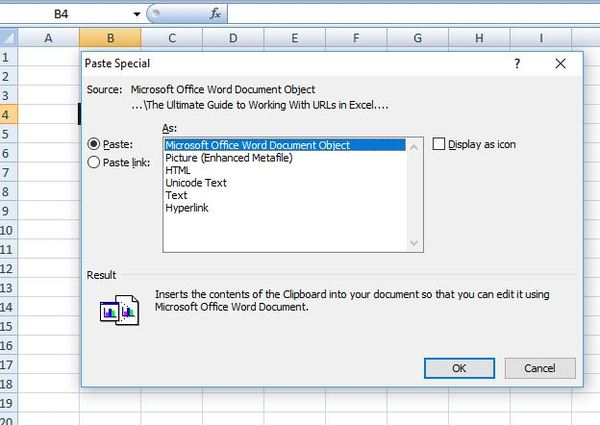 Past special box in excel.